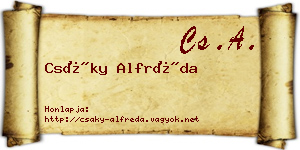 Csáky Alfréda névjegykártya
